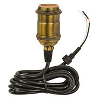 Medium Base Pendant Light Socket - Keyless - Antique Brass Finish - 6 ft. Cord - 660 Watt Maximum - 250 Volt Maximum - 18/2 Black Gauge Wire - PLT 80-2270