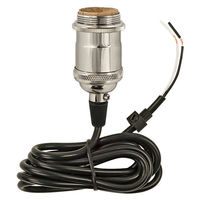 Medium Base Pendant Light Socket - Keyless - Polished Nickel Finish - 6 ft. Cord - 660 Watt Maximum - 250 Volt Maximum - 18/2 Black Gauge Wire - PLT 80-2271
