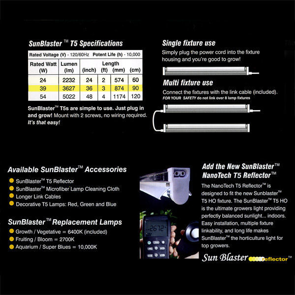 Sun Blaster Strip Light - 3 ft. - 1 Lamp - F39T5-HO - Fluorescent Grow Light Fixture Image