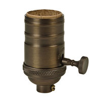 Medium Base Socket - On-Off Turn Knob - Antique Dark Brass Finish - 1/8 IPS With Screw Set - 250 Watt Maximum - 250 Volt Maximum - PLT 80-2253