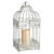 White Metal Bird Cage Lantern with LED Bisque Resin Pillar Candle Thumbnail