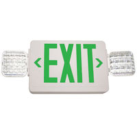 Double Face LED Combination Exit Sign - LED Lamp Heads - Green Letters - 90 Min. Operation - White - 120/277 Volt - Exitronix GVLED-U-WH-EL90