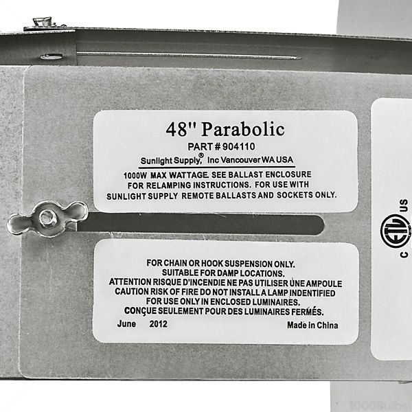 Parabolic Grow Light Reflector - MH or HPS - SOCKET SOLD SEPERATELY Image