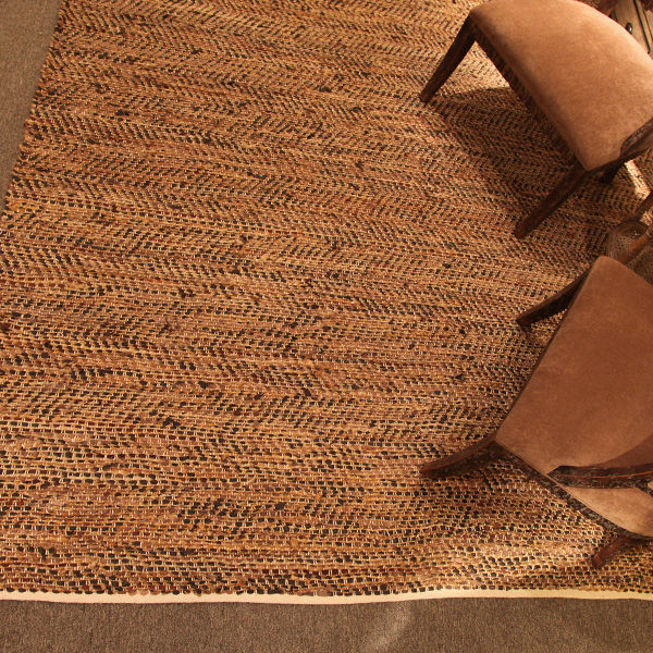 Uttermost 71001-9 - Tobais Rescued Leather and Natural Hemp Rug - 9 ft. x 12 ft. Image