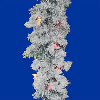 9 ft. Christmas Garland - Classic PVC Needles - Flocked Alaskan - Pre-Lit with Multi-Color Mini Lights - Vickerman A806317