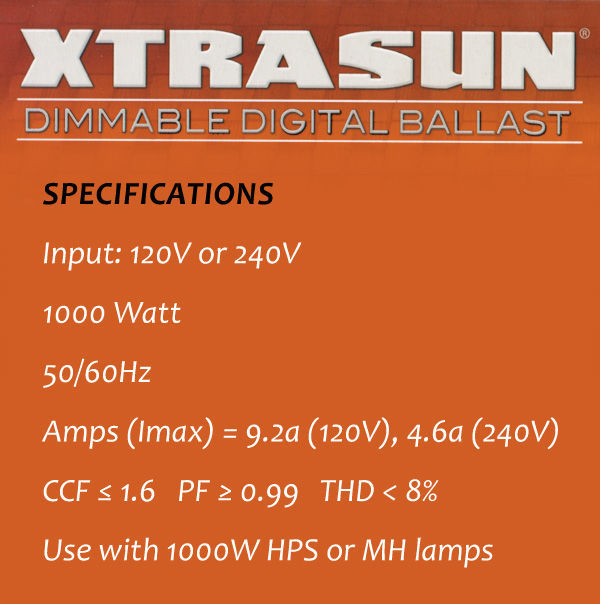 1000 Watt - Xtrasun Dial-A-Watt Digital Ballast Image