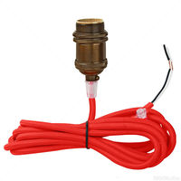 Medium Base Pendant Light Socket - Keyless - Dark Brass Finish - 10 ft. Cord - 660 Watt Maximum - 250 Volt Maximum - 18/2 Red Gauge Wire - Satco 80-2378