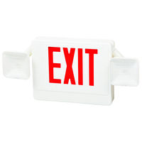 Double Face LED Combination Exit Sign - Incandescent Lamp Heads - Red Letters - 90 Min. Operation - White - 120/277 Volt - Fulham FHEC31-WR