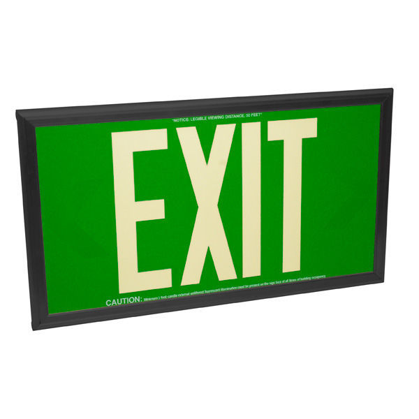 Single Face - Photoluminescent Exit Sign - Green Image
