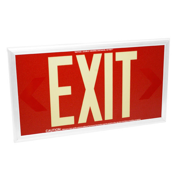 Single Face - Photoluminescent Exit Sign - Red Image