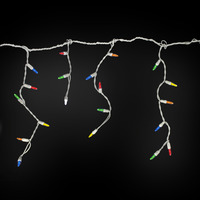 Multi-Color Icicle Lights - 8 ft. - 70 LED Mini Lights - White Wire - 15 Drops - 5.5 in. Drop Spacing - 3 in. Bulb Spacing - 120 Volt - 40 Set Max Connection - Commercial Duty