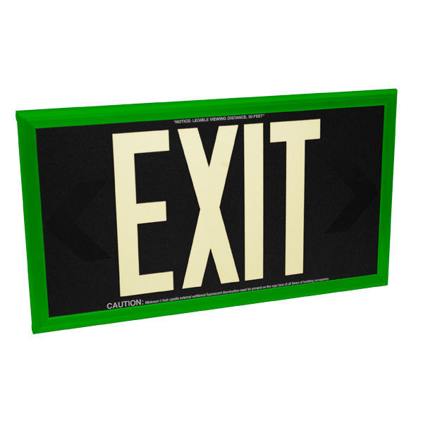 Single Face - Photoluminescent Exit Sign - Black Image
