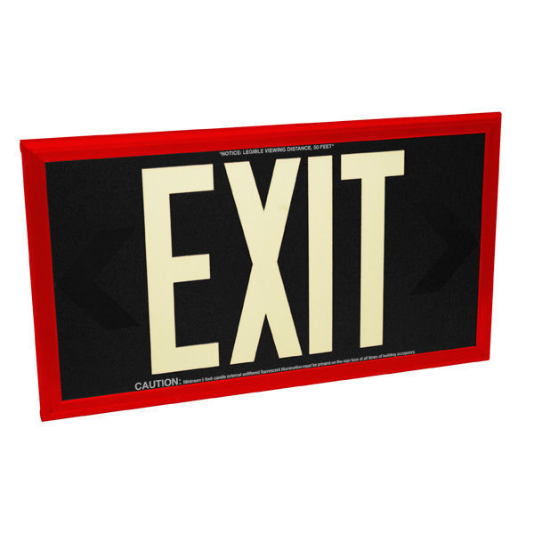 Single Face - Photoluminescent Exit Sign - Black Image