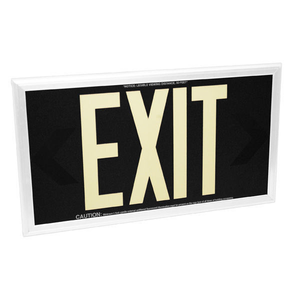 Single Face - Photoluminescent Exit Sign - Black Image