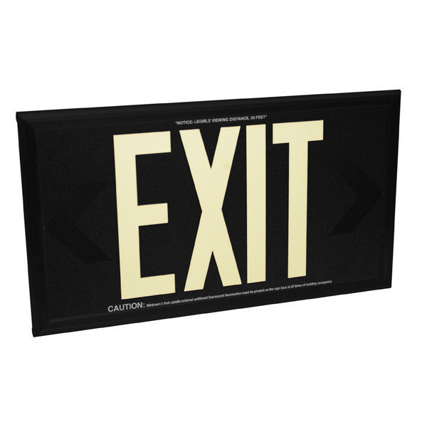 Double Face - Photoluminescent Exit Sign - Black Image