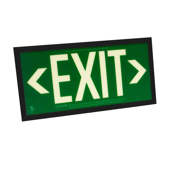 Double Face - Photoluminescent Exit Sign - Green Image