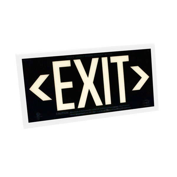 Single Face - Photoluminescent Exit Sign - Black Image