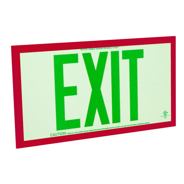 Double Face - Photoluminescent Exit Sign - Green Letters Image