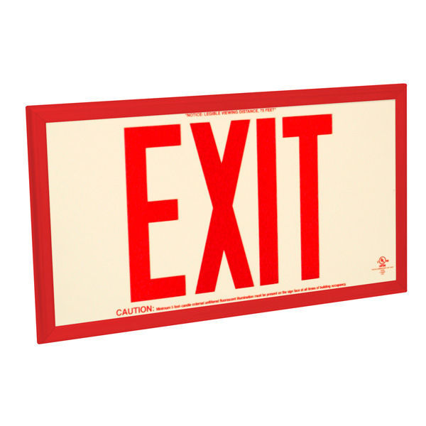 Double Face - Photoluminescent Exit Sign - Red Letters Image