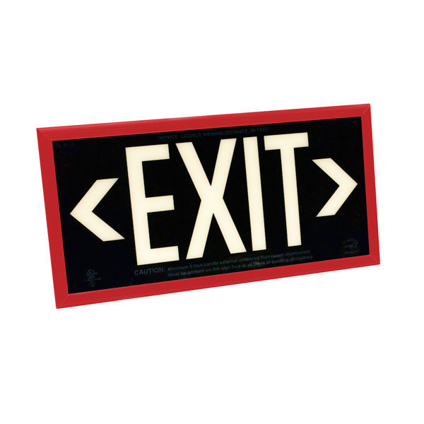 Single Face - Photoluminescent Exit Sign - Black Image