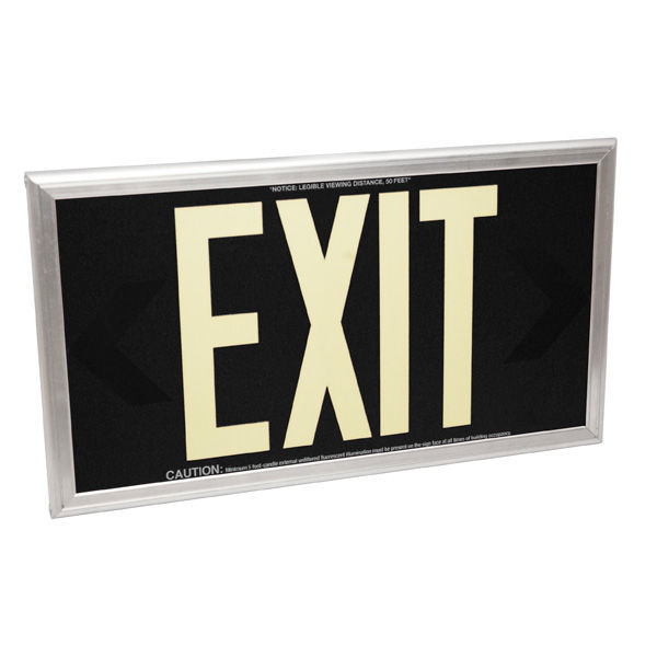 Single Face - Photoluminescent Exit Sign - Black Image