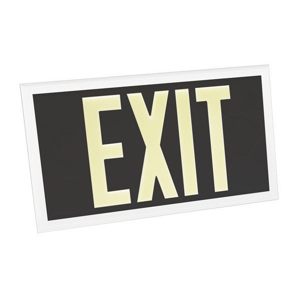 Single Face - Photoluminescent Exit Sign - Black Image