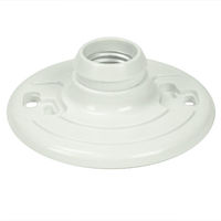 Keyless Medium Base Socket - White Plastic - Aluminum Screwshell - Fits 4 inch Outlet Box - Bergen BK2