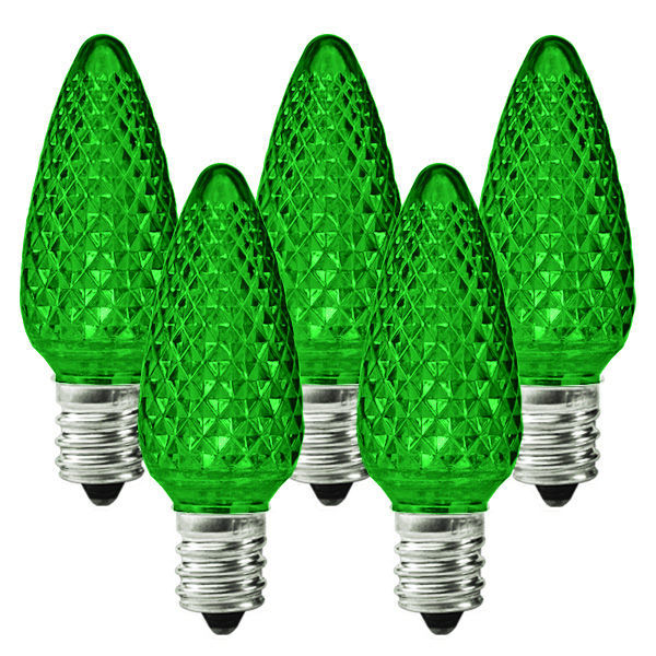 25 Pack - C7 LED - Green - Faceted Finish Image