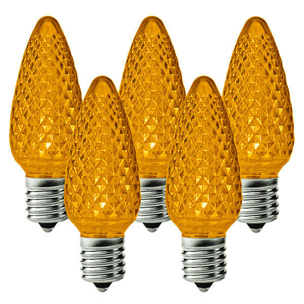25 Pack - C9 - LED - Amber-Yellow - Faceted Finish Image