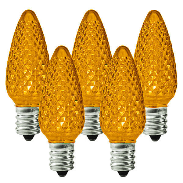 25 Pack - C7 - LED - Amber-Yellow - Faceted Finish Image