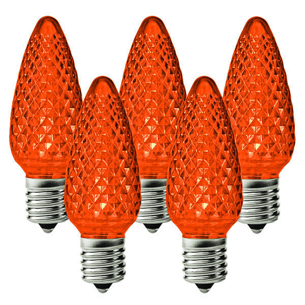 25 Pack - C9 - LED - Amber-Orange - Faceted Finish Image