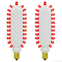 (Set of 2) - Red LED - Exit Sign Retrofit Bulbs - Candelabra Base - Includes Intermediate/Bayonet Base Adapters - 120 Volt - Exitronix RT2-A-S-B