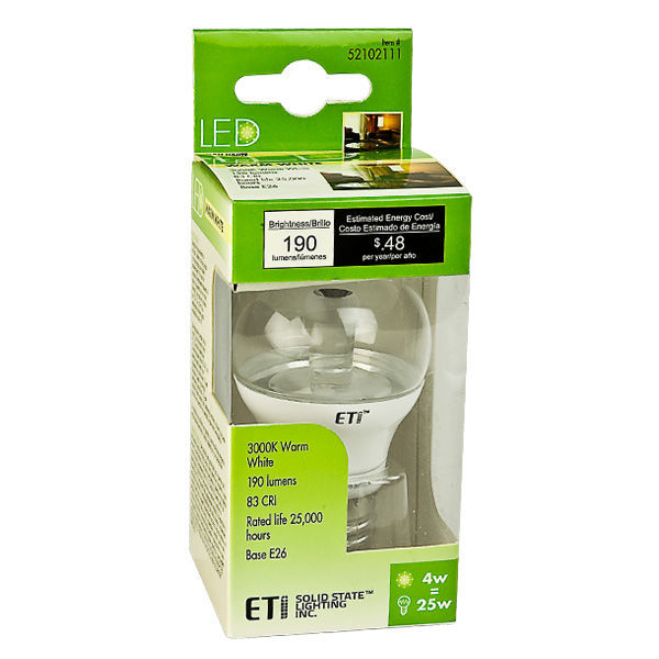 LED - 4 Watt - G16.5 Clear Globe - 2 in. Diameter Image
