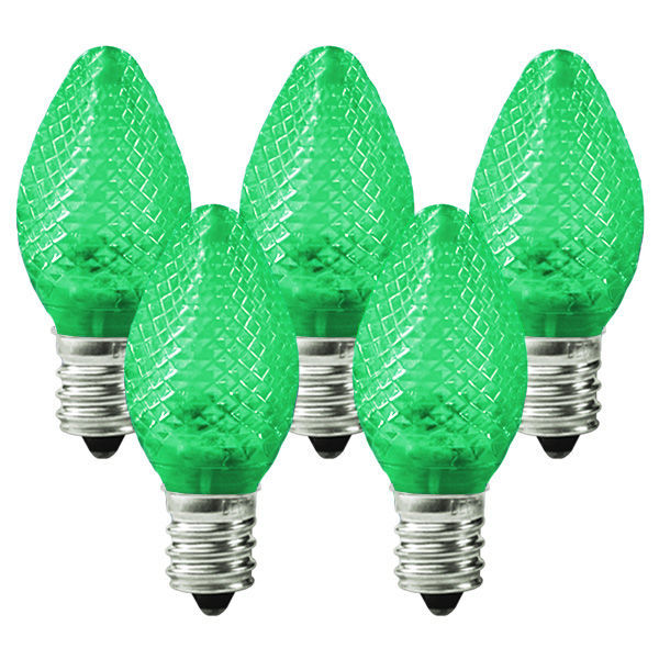 25 Pack - C7 LED - Green - Faceted Finish Image