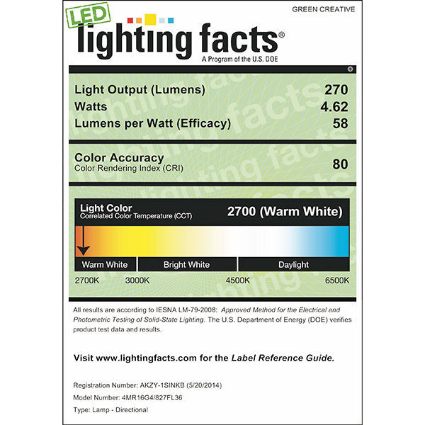 Green Creative 40721 - 4 Watt - LED - MR16 - 20 Watt Equal Image