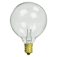 7 Watt - 2 in. Dia. - G16 Globe Incandescent Light Bulb - Pack of 25 - Clear - Candelabra Brass Base - 130 Volt - Christmas Lite Co. - SIV-G507E12CL