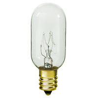25 Watt - Incandescent T8 Light Bulb - 10 Pack - Clear - Candelabra Brass Base - 130 Volt - Satco S3907
