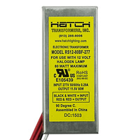 12V Electronic Low Voltage Transformer - Min/Max Wattage 5-80W - Voltage Input 277V - For Use with Halogen Lamps - Bottom Feed - Hatch RS12-80-277BF
