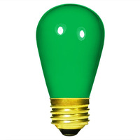 11 Watt - S14 Light Bulb - Opaque Green - 4 Pack - Medium Brass Base - 130 Volt - Satco S3962