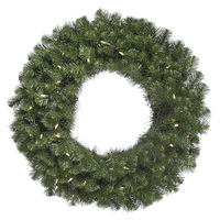 4 ft. Christmas Wreath - Douglas Fir - 480 Classic PVC Needles - Pre-Lit with LED Warm White Lights - Vickerman A808848LED
