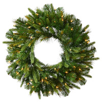 24 in. Christmas Wreath - 120 Realistic Molded Tips - Cashmere Pine - Pre-Lit with LED Warm White Bulbs - Vickerman A118325LED