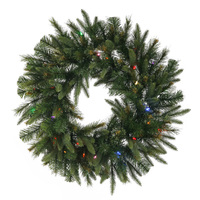 24 in. Christmas Wreath - 120 Realistic Molded Tips - Cashmere Pine - Pre-Lit with LED Multi-Color Bulbs - Vickerman A118326LED