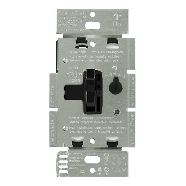 Lutron AY-600P-BL - Black Single Pole Dimmer lutron ariadni wiring diagram 