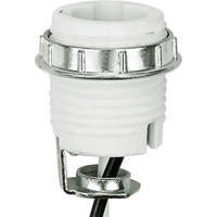 Candelabra Base Socket - Keyless - White Porcelain - 1/8 IPS Hickey Mount - 12 in. Leads - 75 Watt Maximum - 125 Volt Maximum - PLT Solutions PLT 45-3890-99