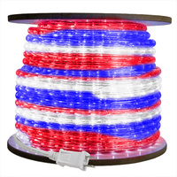 1/2 in. - Incandescent - Red, White, Blue - Rope Light - 2 Wire - 120 Volt - 75 ft. Spool - Clear Tubing with Colored LEDs - Signature 13MM-RWB-75