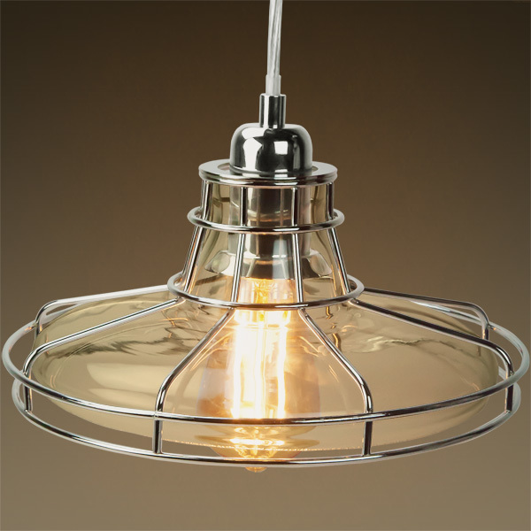 Brushed Nickel Cage Pendant Light railroad shaped cage pendant polished nickel fixture image