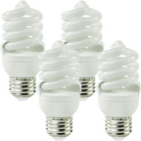 Spiral CFL Bulb - 13 Watt - 60 Watt Equal - Cool White - 4 Pack - 900 Lumens - 4000 Kelvin - Medium Base - 120 Volt - Satco S6236