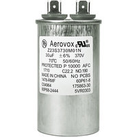 370VAC - Oil Filled Motor Run Capacitor - 30uf - Metal Round Case - Aerovox Z23S3730M01N