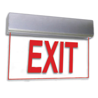 LED Exit Sign - Red Letters - Deluxe Edge-Lit - Single Face - 90 Min. Battery Backup - 120/277 Volt - Exitronix 902E-U-WB-RC-BA