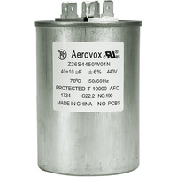 440VAC - Oil Filled Motor Run Capacitor - 40+10uf - Metal Round Case - Aerovox Z26S4450W01N